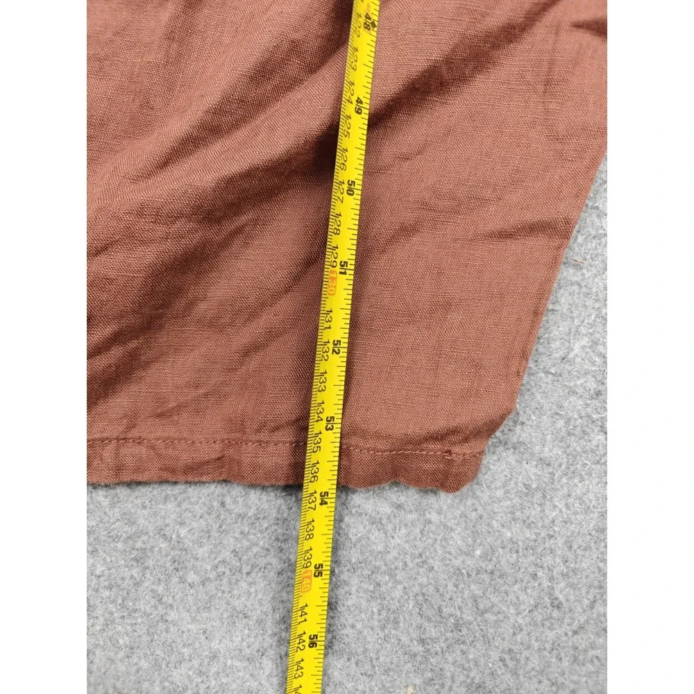 Everlane Jumpsuit Womens 16 Brown Linen Square Neck Sleeveless Wide Leg Pockets